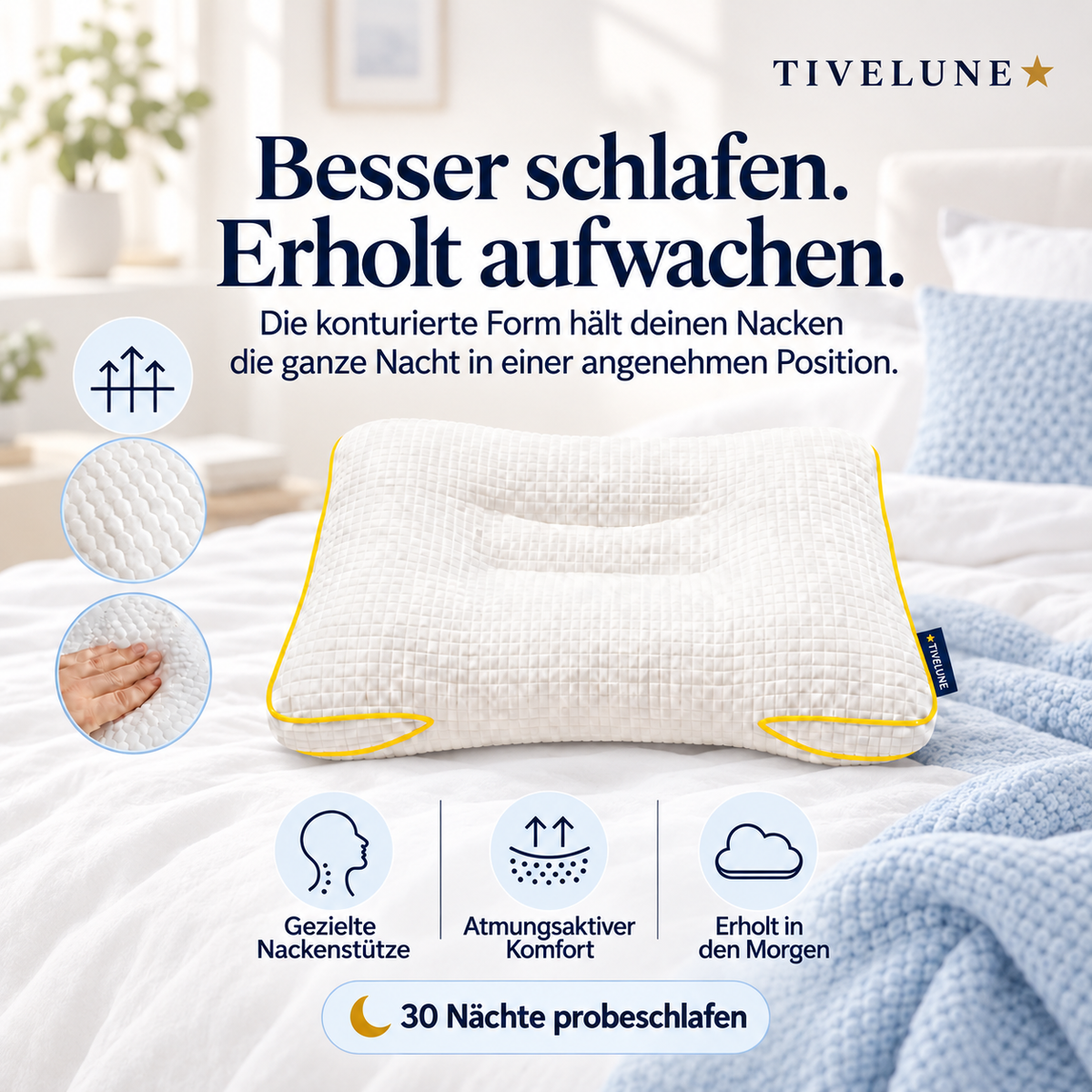 TIVELUNE Ergonomisches Kopfkissen für Erwachsene