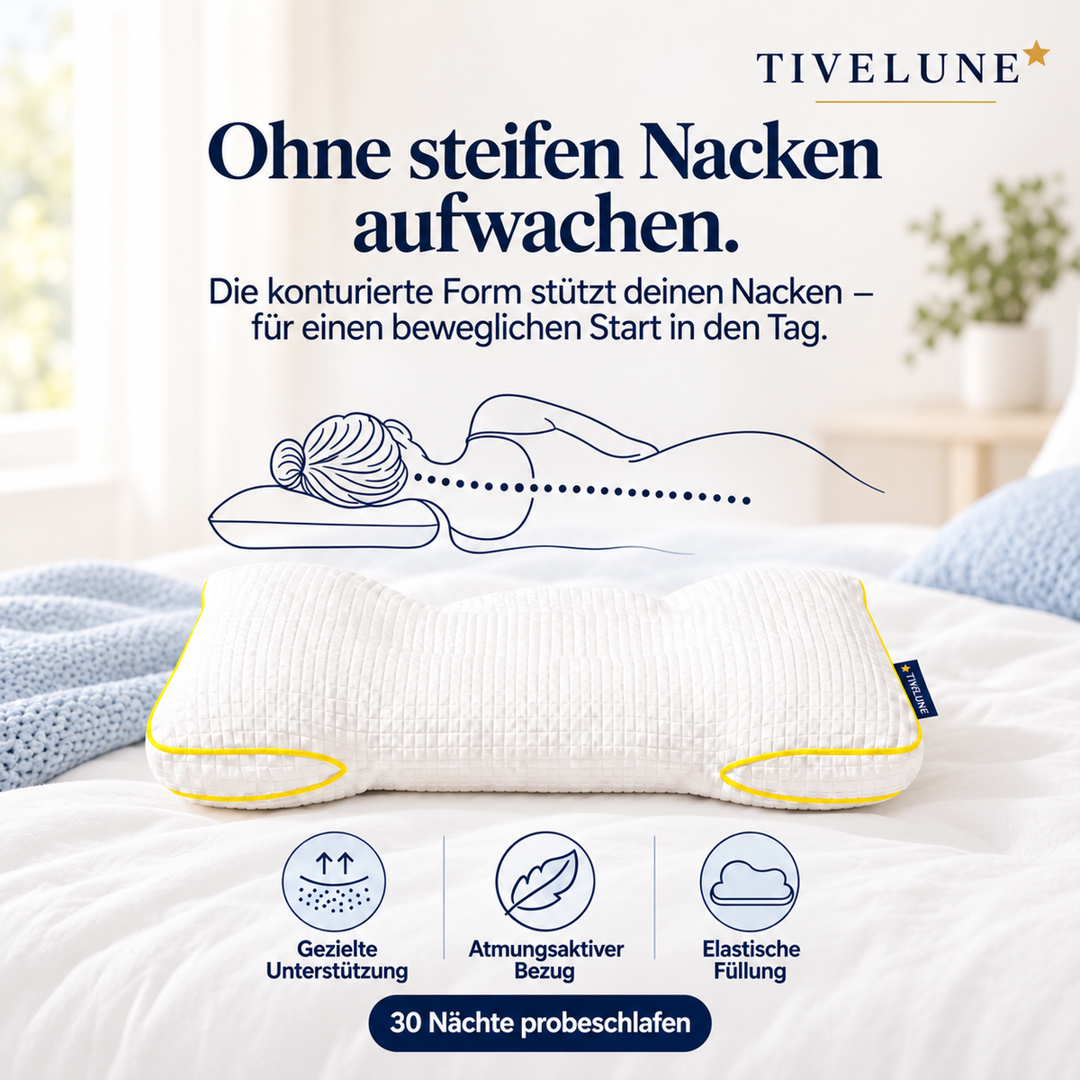 TIVELUNE Ergonomisches Kopfkissen für Erwachsene