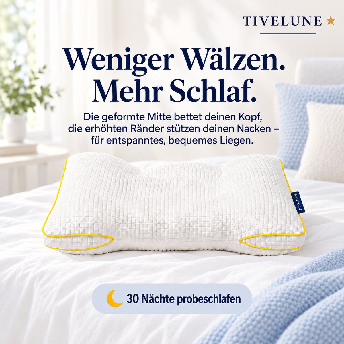 TIVELUNE Ergonomisches Kopfkissen für Erwachsene